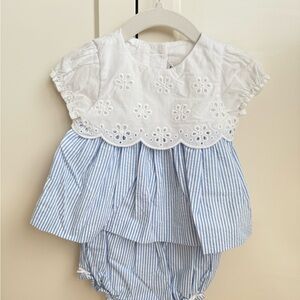 Blue and White Striped Baby Dress